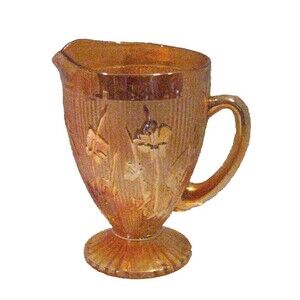 Vintage Jeanette Glass Depression Glass Iris Herringbone Pitcher